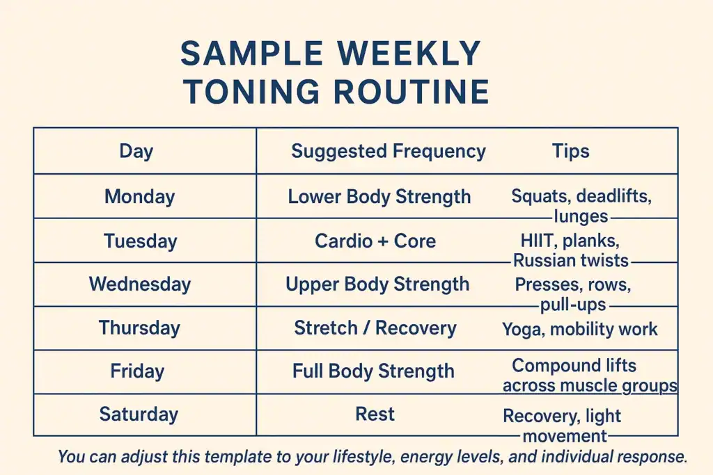 Achieving the Perfect Tone: How Often Should You Exercise for Results? 4 Weekly exercise Lewes plan graphic