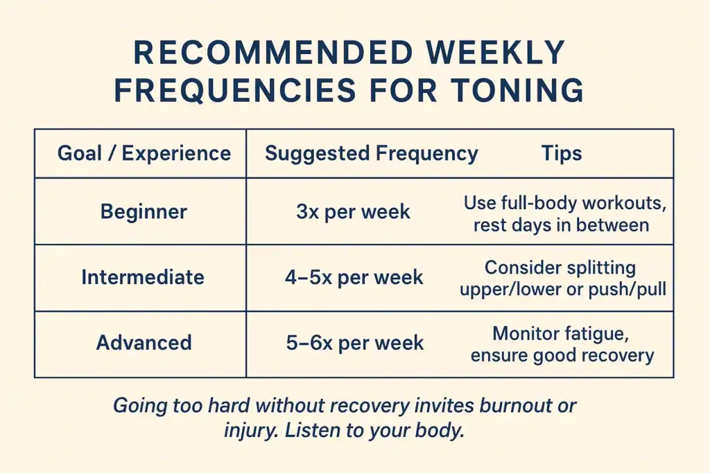 Achieving the Perfect Tone: How Often Should You Exercise for Results? 2 Graphic to show how often you should do exercise to help with toning Lewes