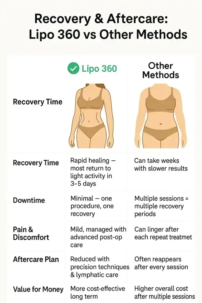Recovery and Aftercare for Fat-Dissolving Surgery 2 Table to show fat dissolving injection aftercare Lewes