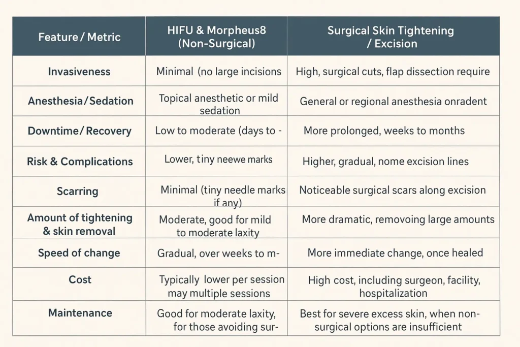 The Science of Skin Tightening 2 Table of skin tightening Lewes benefits compared to surgical options